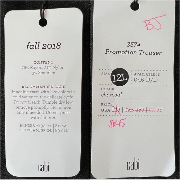 CAbi Promotion Trouser in Charcoal NWT Sizes 4R and 12L - Picture 15 of 16